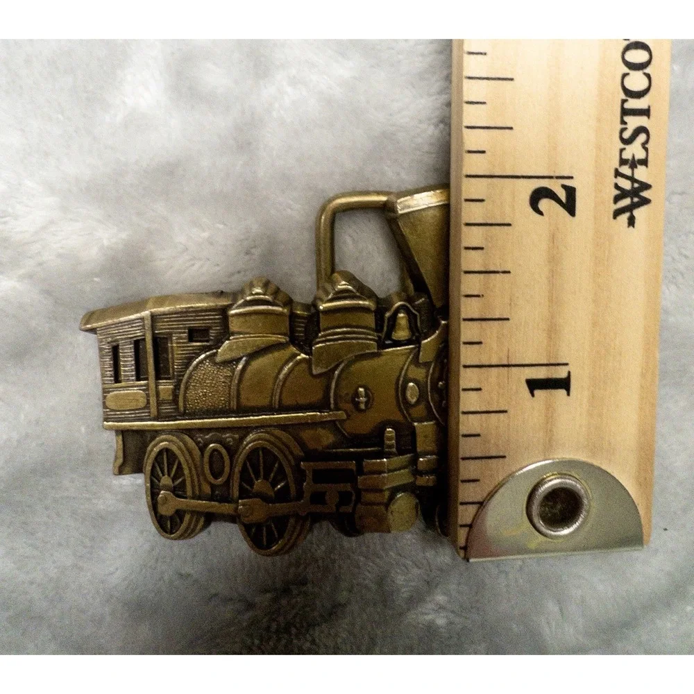 Vintage 1980's Brass Locomotive Belt Buckle Western Railroad Steam Engine